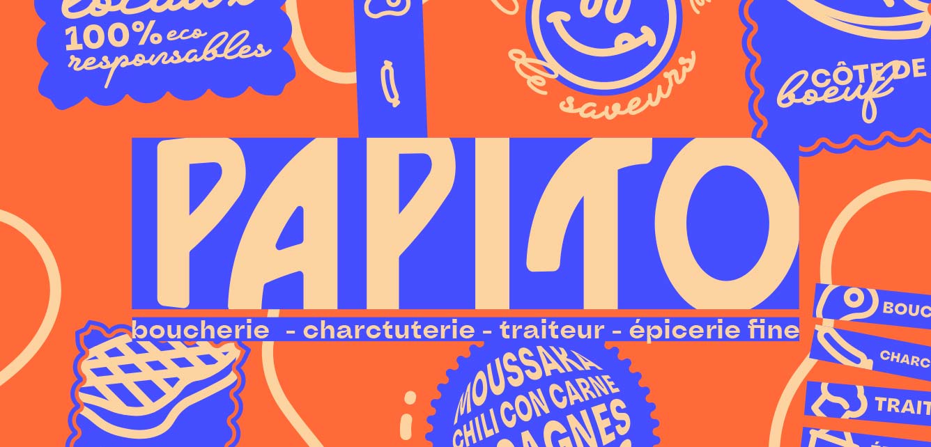PAPITO Montpellier butcher shop — brand identity visual 1