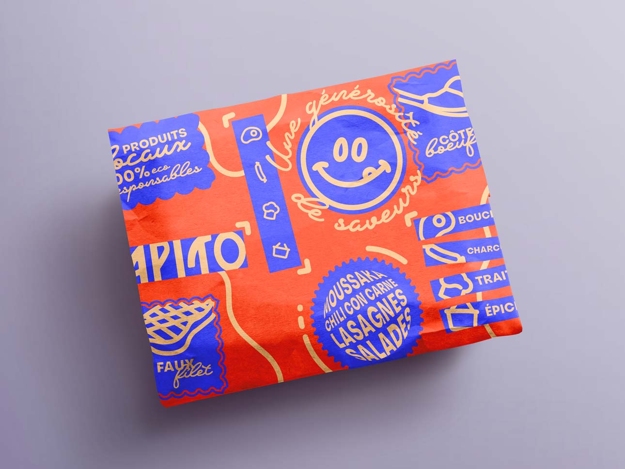 PAPITO Montpellier butcher shop — brand identity visual 4